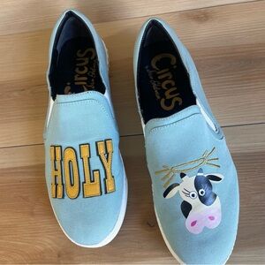 Circus by Sam Edelman Blue Flats with Cow Design